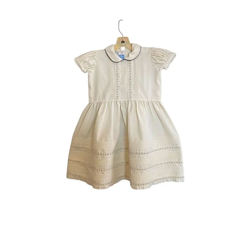 Poly cijica toddler girls, cream/ivory embroidered floral dress S/4T ￼